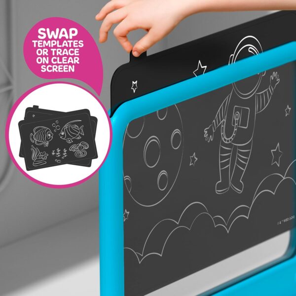 Discovery™ Deluxe Light Designer 6-In-1 Art Board – Includes 3D Glasses, 6 Washable Markers, Templates, 12 Light Modes| Kids Drawing Tablet, LED Scribble Doodle Electronic Drawing Pad Activity Toy Set - Image 4