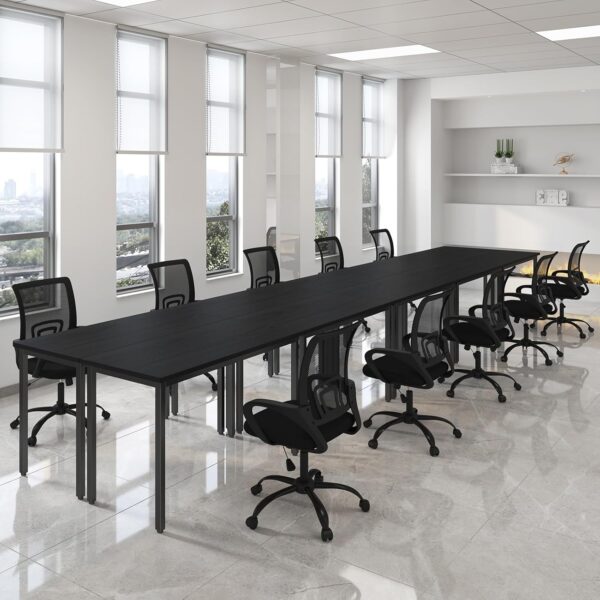 Bonzy Home Conference Tables 23ft Office Computer Desk for Meeting Room Study Writing Printer Podcast Table for 24 People Modern Black 10PCS 275.5"x47.2"x29.5" - Image 4