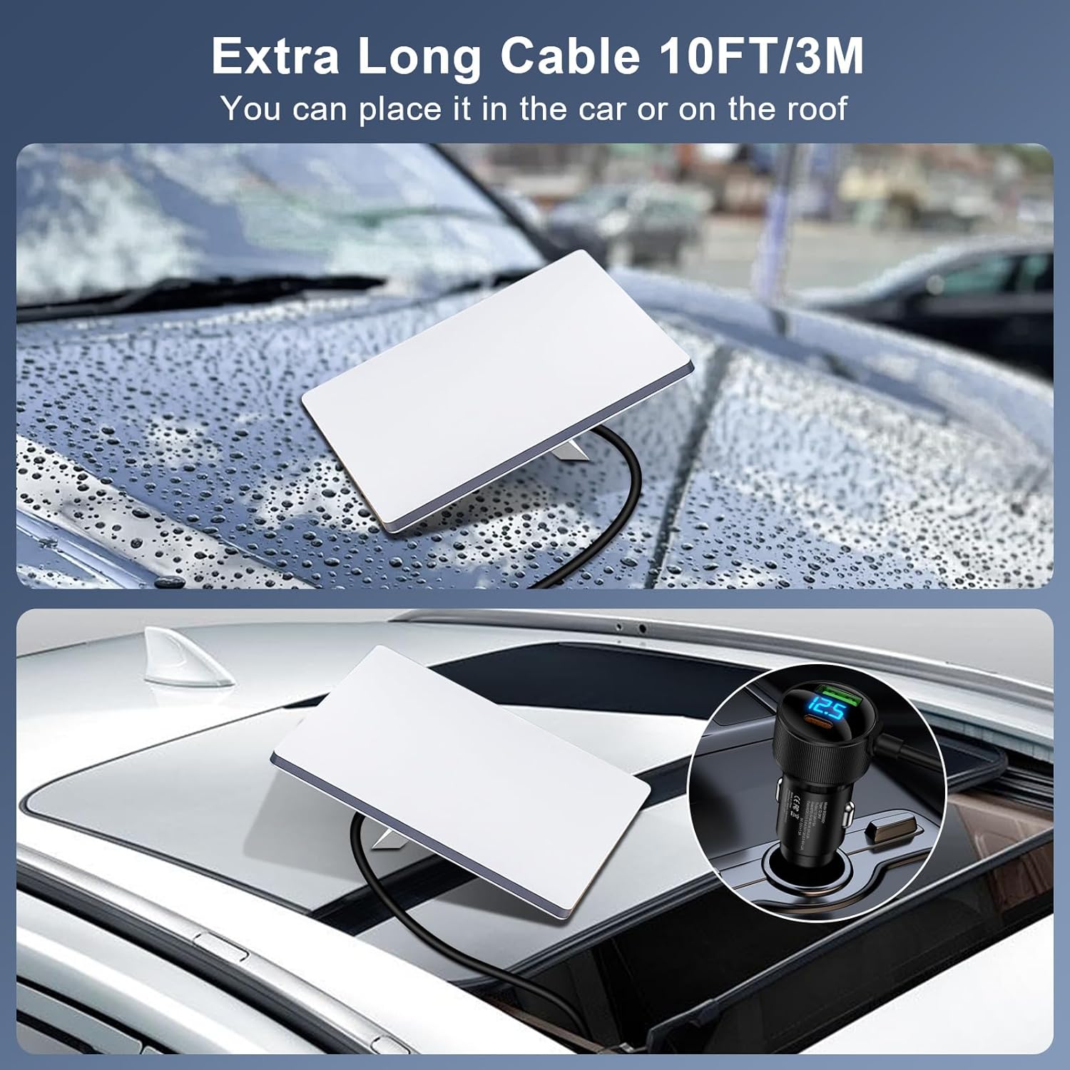 Starlink Mini Cable Car Adapter 3 in1 Starlink Car Charger 10FT DC Power Cable with Digital Display 12V-48V Cigarette Lighter Adapter Durable USB C PD 30W and USB A 18W Ports for Cars,SUVs,Trucks,RV - Image 4