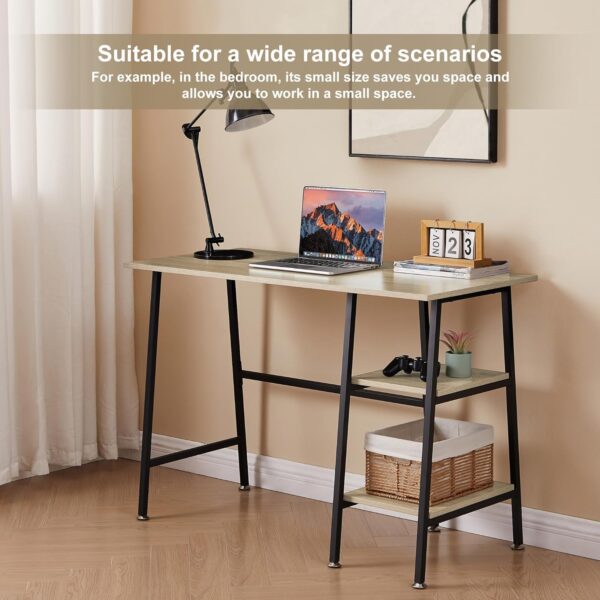 VECELO 43 Inch Computer Desk Writing Study Work Office Table Modern Desk with Shelves Wooden Desk for Home Bedroom,Oak Desk - Image 5