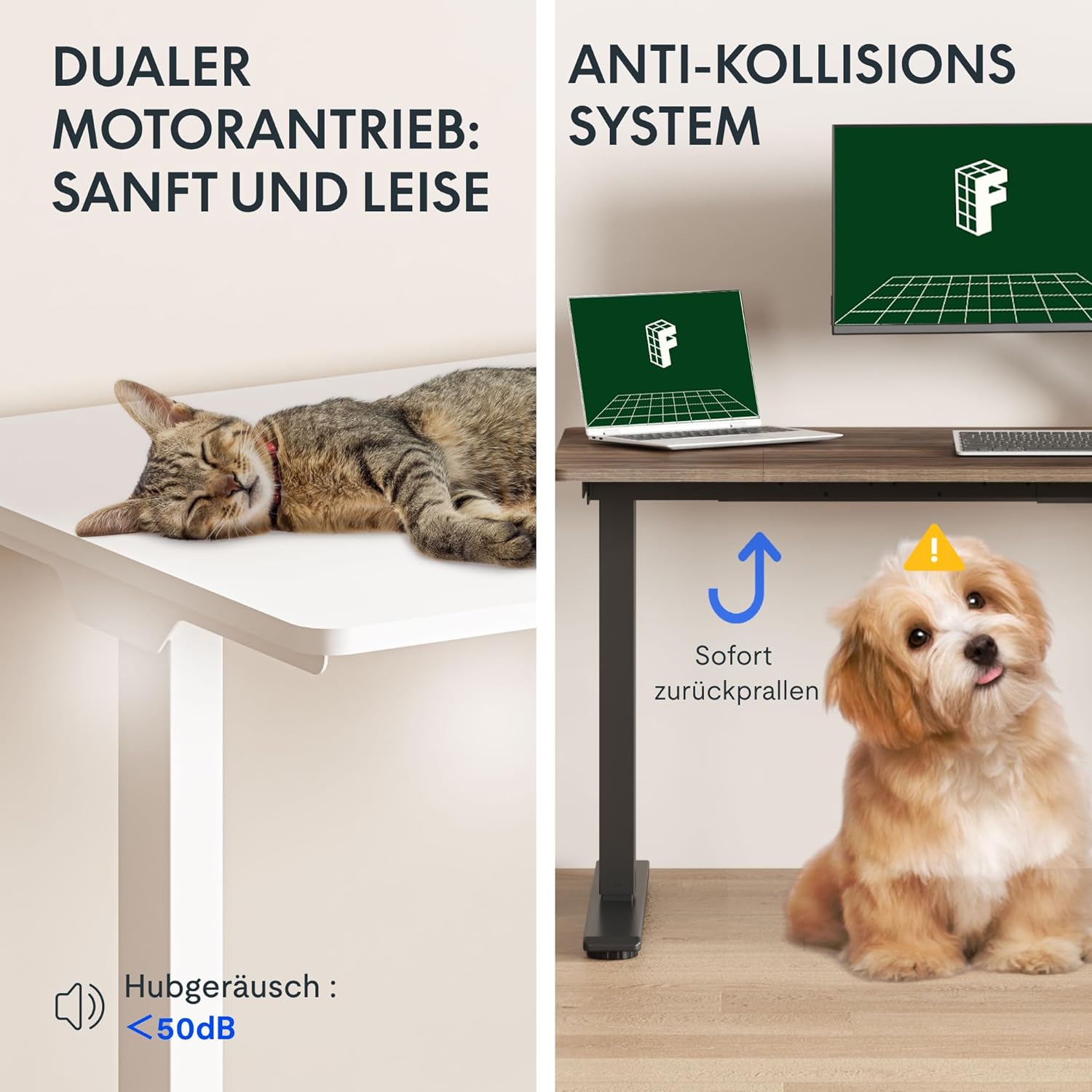 FLEXISPOT 71 x 32 Inch Dual Motor Standing Desk, Computer Desk with Memory Controller, Home Office Desk with Splice Board (White Frame + 71" White Desktop, 2 Packages) - Image 6