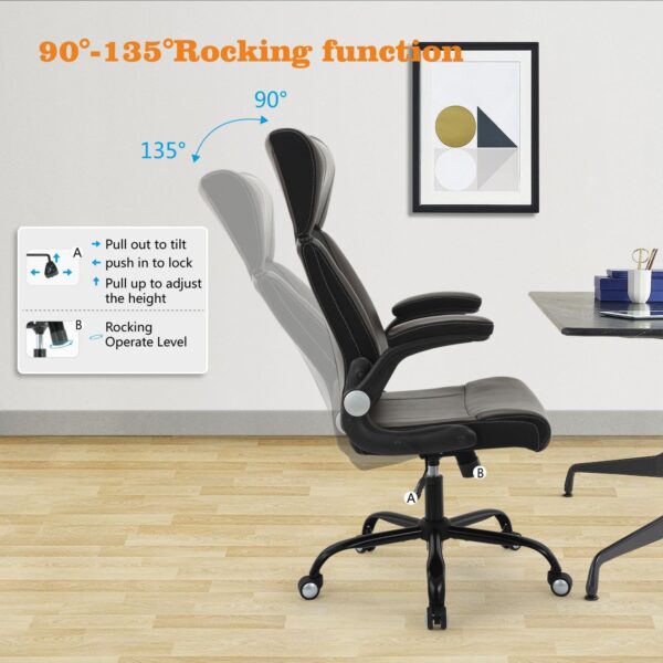 Home Office Chair, Ergonomic Desk Chair with Faux PU Leather Executive Computer Chair-Adjustable Lumbar Support,Headrest, Armrest, Height for Home Office Gaming, Brown - Image 4