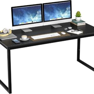 ZenStyle Computer Desk 55" Large Office Desk Computer Table Laptop PC Simple Study Writing Desk for Home Office, Black