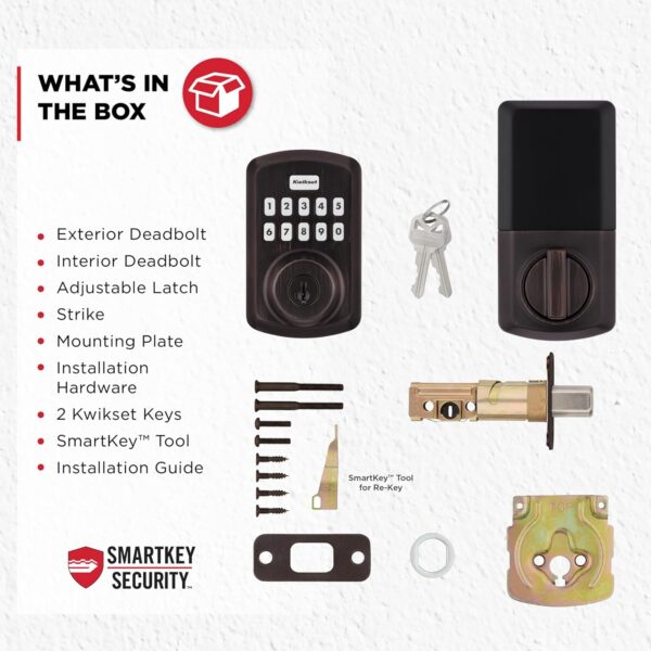 Kwikset Powerbolt 250 10-Button Keypad Venetian Bronze Transitional Electronic Deadbolt Door Lock, Featuring Convenient Keyless Entry, Customizable User Codes and Auto Locking - Image 8