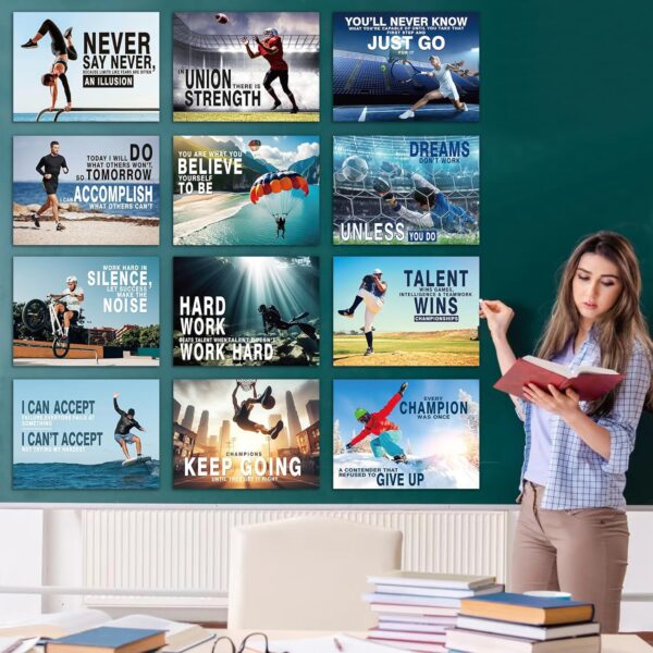 12 Pcs Sports High School Motivational Posters for Classroom Educational Inspirational Sports Posters Growth Mindset Wall Art Print Poster Decorations Supplies for Teachers Students School Office - Image 6