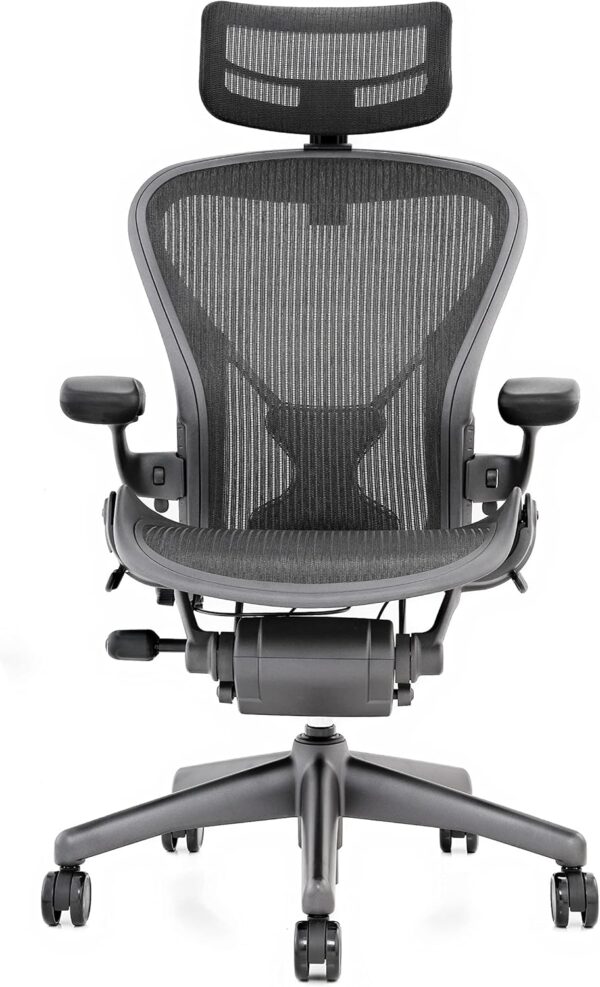Aeron Chair by Herman Miller - Highly Adjustable Graphite Frame - with PostureFit - Carbon Classic (Medium) - Image 8