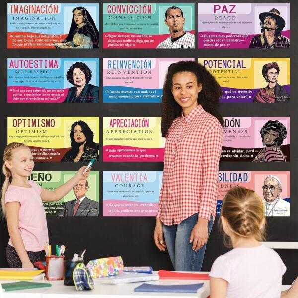 12 PCS Spanish English Famous Hispanic Figures Posters National Hispanic Heritage Month Decorations Motivational Famous Latino People Posters for Classroom Elementary Middle High School Supplies - Image 5