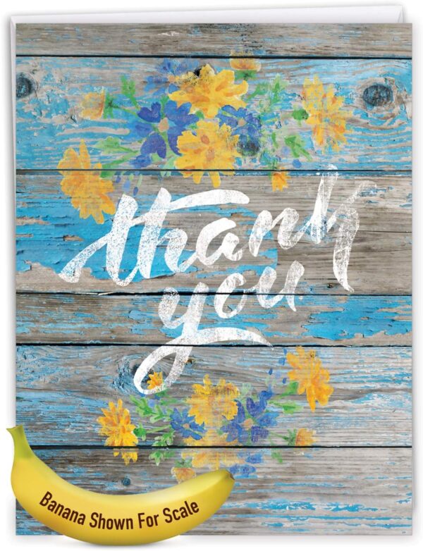 The Best Card Company - 1 Big Thank You Card from All of Us - Group Gratitude Notecard with Envelope - Blooming Driftwood J6108CTYG-US - Image 8
