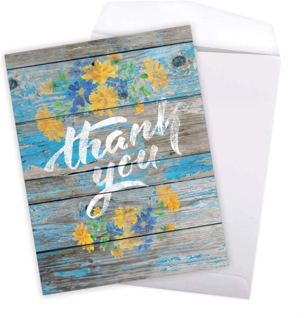 The Best Card Company - 1 Big Thank You Card from All of Us - Group Gratitude Notecard with Envelope - Blooming Driftwood J6108CTYG-US - Image 5