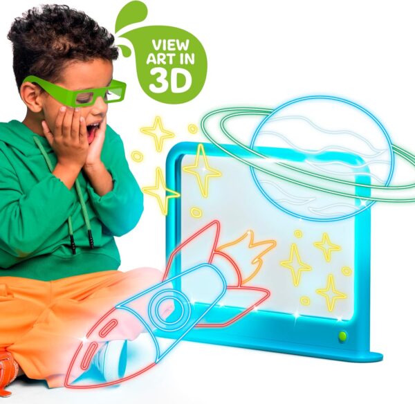 Discovery™ Deluxe Light Designer 6-In-1 Art Board – Includes 3D Glasses, 6 Washable Markers, Templates, 12 Light Modes| Kids Drawing Tablet, LED Scribble Doodle Electronic Drawing Pad Activity Toy Set - Image 8