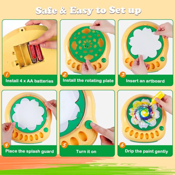 Arts and Crafts for Kids Ages 4-8,Paint Spin Art Machine Kit,Art Craft Set for 6-9 Year Old,Cool Painting Spinner Toys Kits Set,Art Supplies Birthday Gifts for Boy Girl Ages 6 7 8 9 10 11 12 Green - Image 6