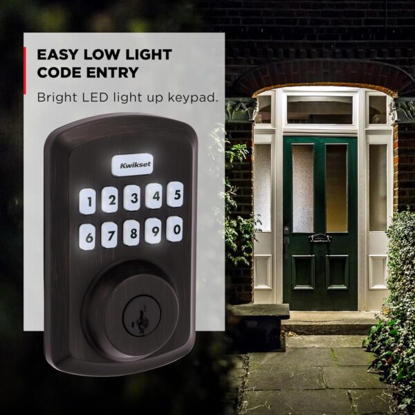 Kwikset Powerbolt 250 10-Button Keypad Venetian Bronze Transitional Electronic Deadbolt Door Lock, Featuring Convenient Keyless Entry, Customizable User Codes and Auto Locking - Image 7