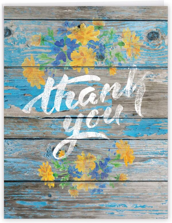 The Best Card Company - 1 Big Thank You Card from All of Us - Group Gratitude Notecard with Envelope - Blooming Driftwood J6108CTYG-US