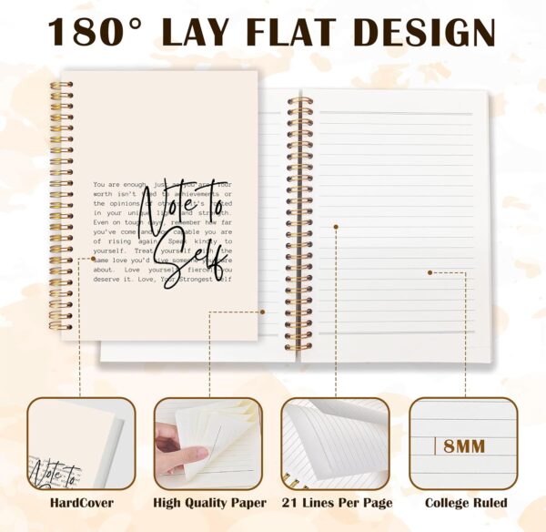 Qabliqo Note to Self Inspirational Spiral Notebooks, Motivational Quote Journals for Writing, Positive Affirmation Journal for Women Men, Motivational Notebook for Note Taking, 5.5x8.3 Inch - Image 2