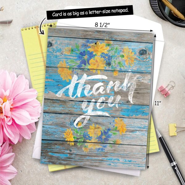 The Best Card Company - 1 Big Thank You Card from All of Us - Group Gratitude Notecard with Envelope - Blooming Driftwood J6108CTYG-US - Image 3