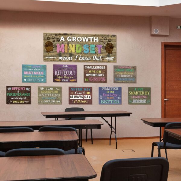 10 Pcs Growth Mindset Posters Home Sweet Classroom Inspirational Quotes Bulletin Board Display Motivational Educational Sayings Positive Wall Banner for Student School Farmhouse Classroom Decor - Image 6
