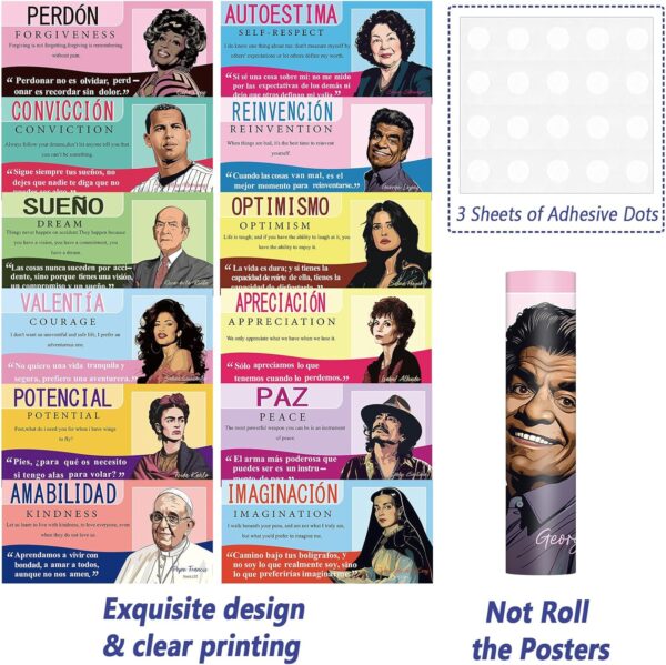 12 PCS Spanish English Famous Hispanic Figures Posters National Hispanic Heritage Month Decorations Motivational Famous Latino People Posters for Classroom Elementary Middle High School Supplies - Image 4