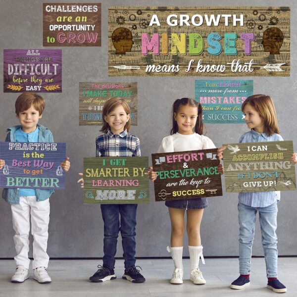 10 Pcs Growth Mindset Posters Home Sweet Classroom Inspirational Quotes Bulletin Board Display Motivational Educational Sayings Positive Wall Banner for Student School Farmhouse Classroom Decor - Image 7