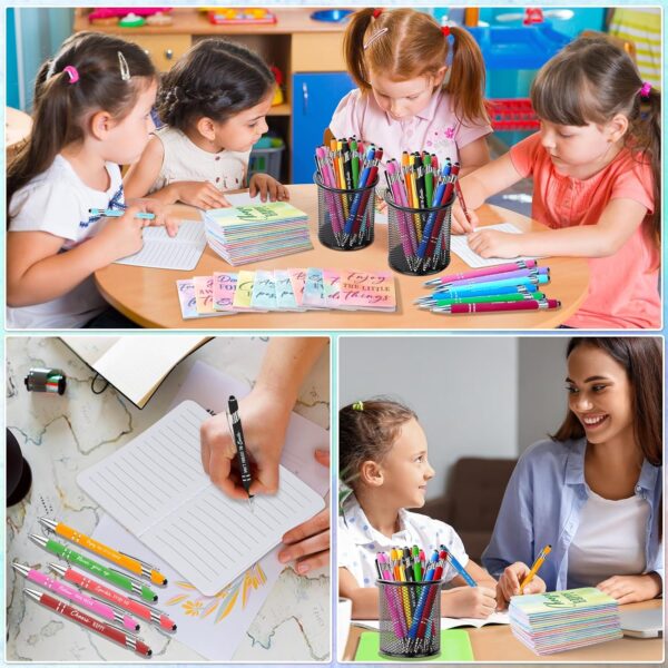 96 Pcs Watercolor Bulk Motivational Pens Inspirational Notepads Set, Pocket Motivational Quote Notebooks Ballpoint Pens, Mini Journals Gift Set for Kids Students Teachers School Office Prizes Supplies - Image 8