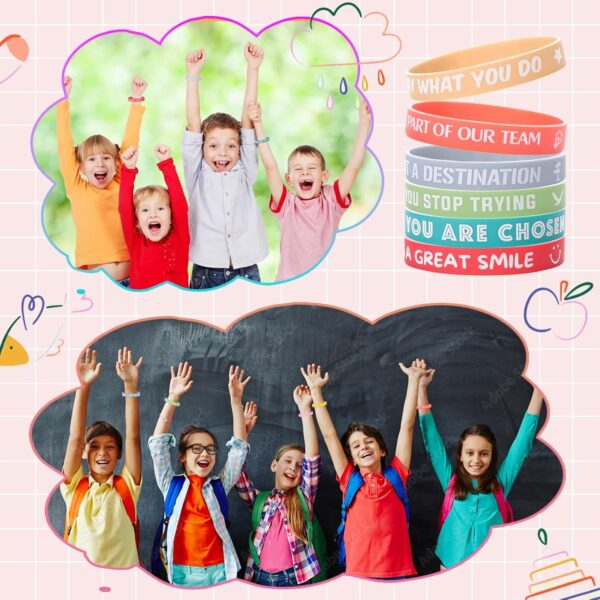 DDLP 24pcs Motivational Silicone Bracelets for Students Rubber Bracelets Bulk Quotes Positive Saying Back to School Gifts for Students (Pastel) - Image 6