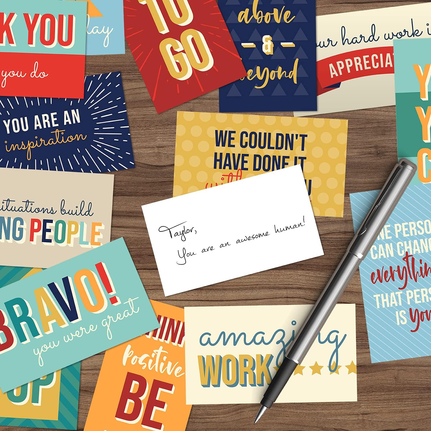 Canopy Street Colorful Gratitude Encouragement Cards / 50 Motivational Kindness Cards / 25 Inspirational Quote Designs For Employees And Students / 2" x 3.5" Flat Mini Card - Image 5