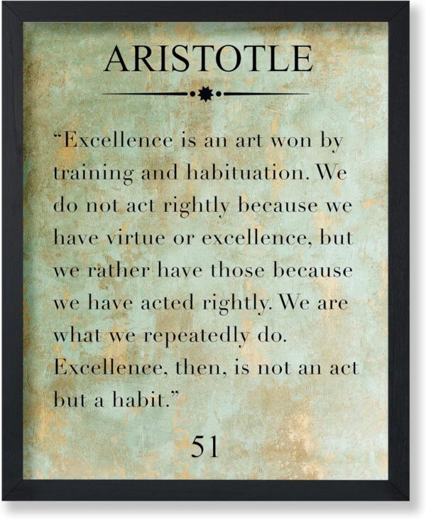 Poster Master Aristotle Poster - Excellence is an Art Print - Philosopher Quote Art - Motivational Gift for Students, Teacher - Typography Decor for Classroom, Library, Dorm - 11x14 UNFRAMED Wall Art