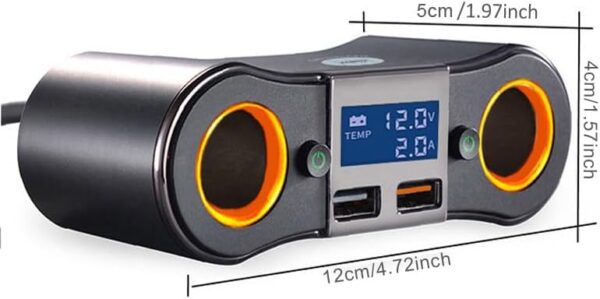 2 Socket Cigarette Lighter Splitter Dual USB Quick Car Charger Adapter with LED Voltage Display and on/Off Switch for iPhone - Image 9
