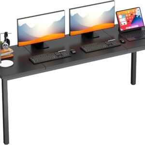 DlandHome 71 inches X-Large Computer Desk, Composite Wood Board, Decent and Steady Home Office Desk/Workstation/Table,Black,23.6Wide