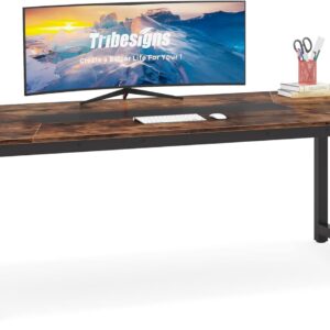 Tribesigns Modern Computer Desk, 78.7 x 39.4 inch X Large Executive Office Desk Computer Table Study Writing Desk Workstation for Home Office,Rustic/Black