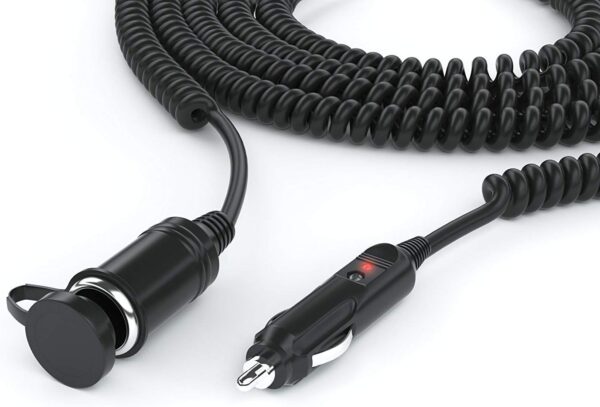Cigarette Lighter Extension Cord 12V/24V Car Charger Socket Power Plug Cable 18AWG - UL Listed Extra Long (12 Ft Uncoiled / 2.5 Ft Coiled)