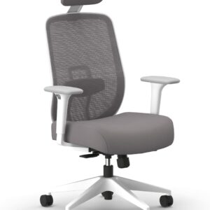HON Altern Ergonomic Office Chair with Headrest, Arms, Wheels, Foam Cushion Seat, Mid Back Home Office Desk Chair Comfy, Height Adjustable Arms, Synchro-Tilt, Seat-Slide, White Frame, Frost