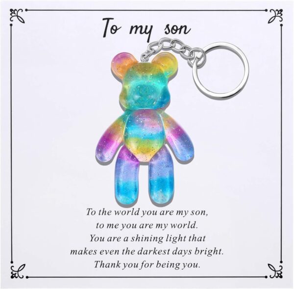 Pocket Bear Hug, Anxiety Relief Gifts for Son from Mom Dad, Mental Health Positivity Gift for Men Teen, Autism Fidget Gift, Thoughtful Gifts for School Anxiety, Rainbow Blue