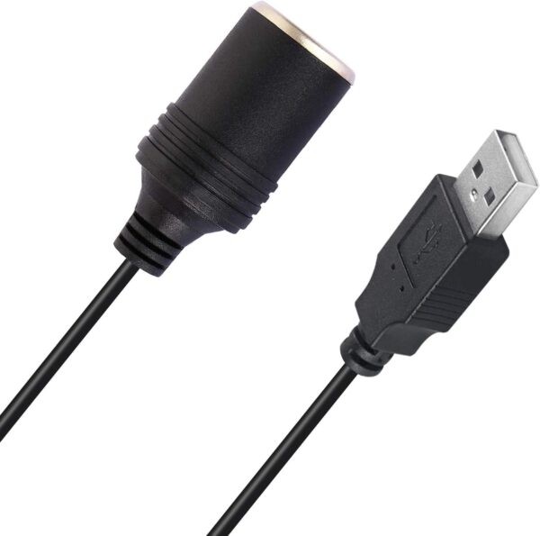 USB A Male to 12V Car Cigarette Lighter Socket Female Converter Adapter Cord for Car Cigarette Lighters Driving Recorder Electronic Dog Car Charger-Black (60cm/1.96ft) - Image 4