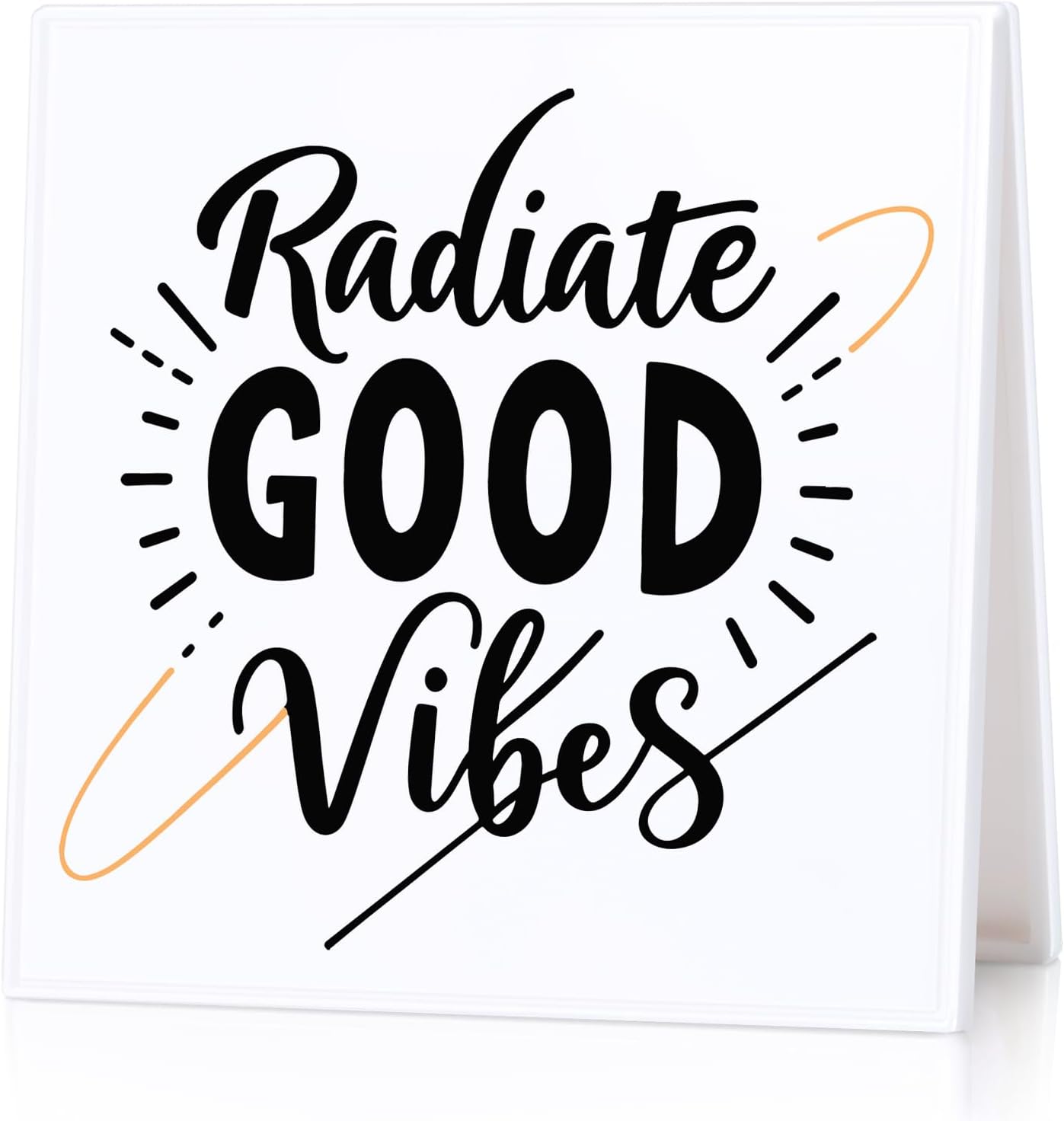 Inspirational Desk Sign Motivational uplifting Gifts Radiate Good Vibes Appreciation Encouraging Gifts Decorative Plaque for Office Desk Table Shelf