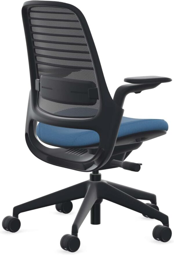 Steelcase Series 1 Office Chair - Ergonomic Work Chair with Wheels for Carpet - Helps Support Productivity - Weight-Activated Controls, Back & Arm Support - Easy Assembly - Licorice + Cobalt Fabric - Image 2