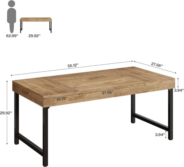 Tribesigns 55" Industrial Executive Desk for Home Office, Rustic Simple Computer Laptop Desk with Strong Metal Legs, Study Writing Table Business Workstation, Small Conference Table - Image 2