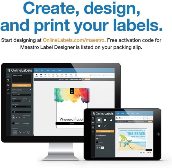 Waterproof Sticker Paper, 100 Sheets, White Matte Vinyl-Like, 8.5" x 11" Full Sheet Label, Works with Inkjet Printers Only, Compatible with Electronic Cutting Machines, OL177WJ, OnlineLabels - Image 4