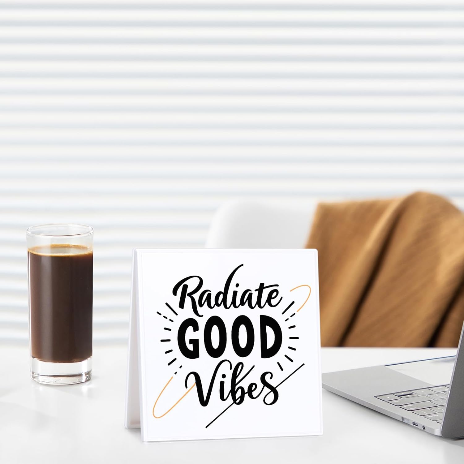 Inspirational Desk Sign Motivational uplifting Gifts Radiate Good Vibes Appreciation Encouraging Gifts Decorative Plaque for Office Desk Table Shelf - Image 4