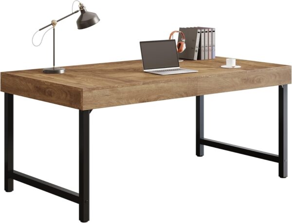 Tribesigns 55" Industrial Executive Desk for Home Office, Rustic Simple Computer Laptop Desk with Strong Metal Legs, Study Writing Table Business Workstation, Small Conference Table - Image 9