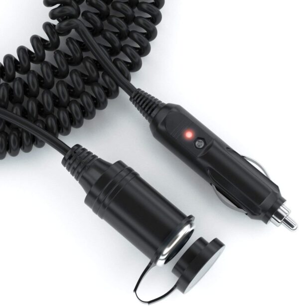 Cigarette Lighter Extension Cord 12V/24V Car Charger Socket Power Plug Cable 18AWG - UL Listed Extra Long (12 Ft Uncoiled / 2.5 Ft Coiled) - Image 4