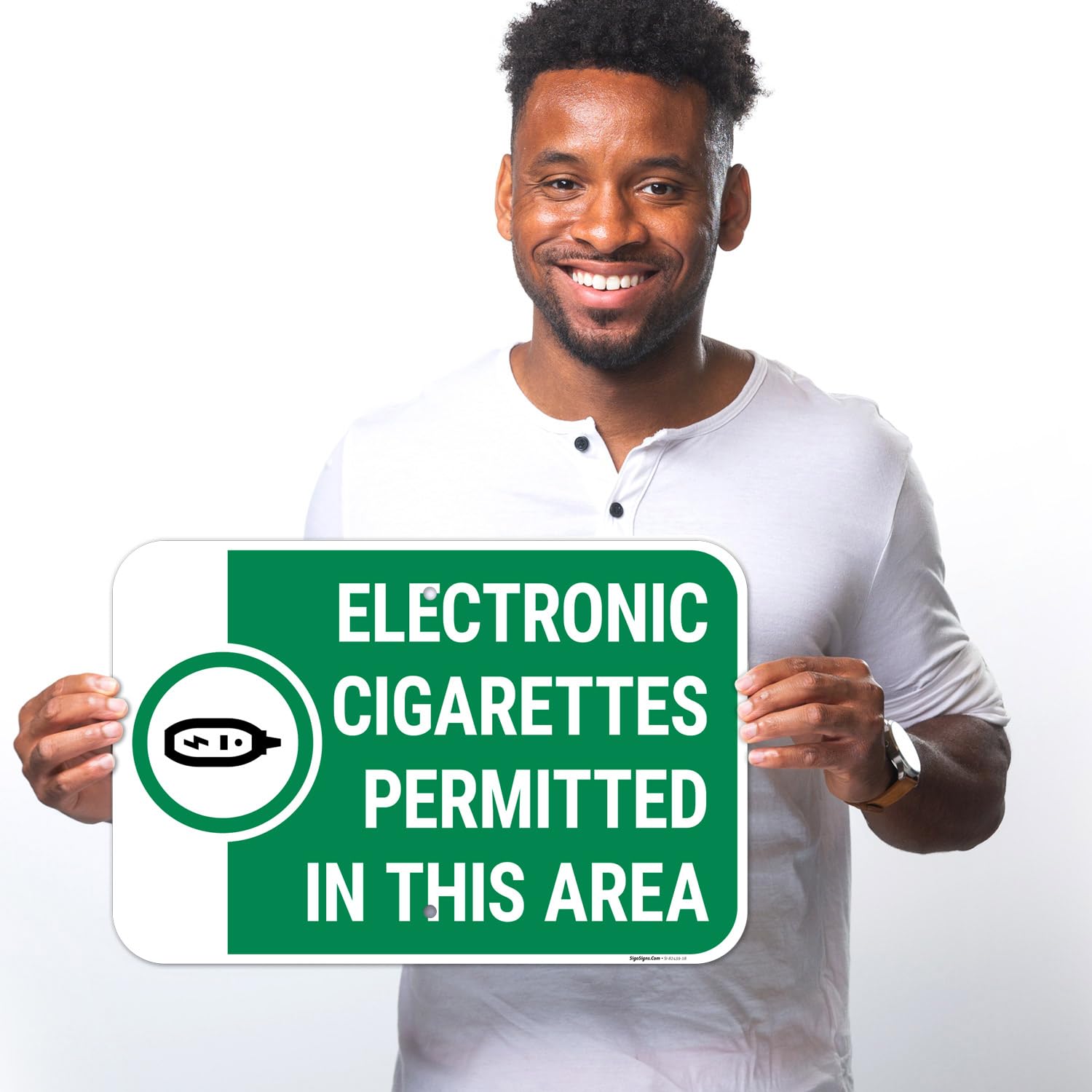 Electronic Cigarettes Permitted in This Area Sign, 12x18 Inches, 55 mil Thick HDPS (high Density polystyrene), Made in USA - Image 2