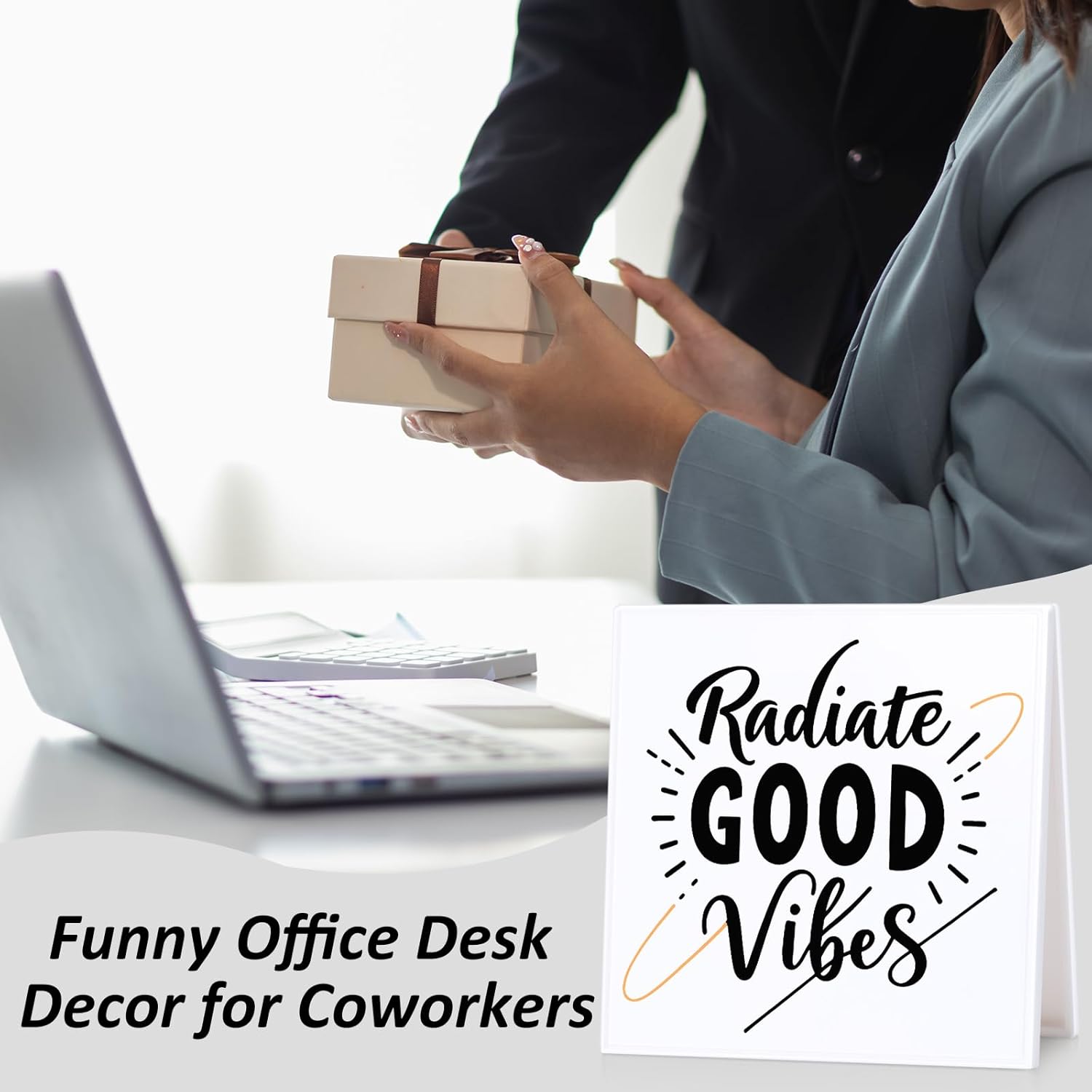 Inspirational Desk Sign Motivational uplifting Gifts Radiate Good Vibes Appreciation Encouraging Gifts Decorative Plaque for Office Desk Table Shelf - Image 7
