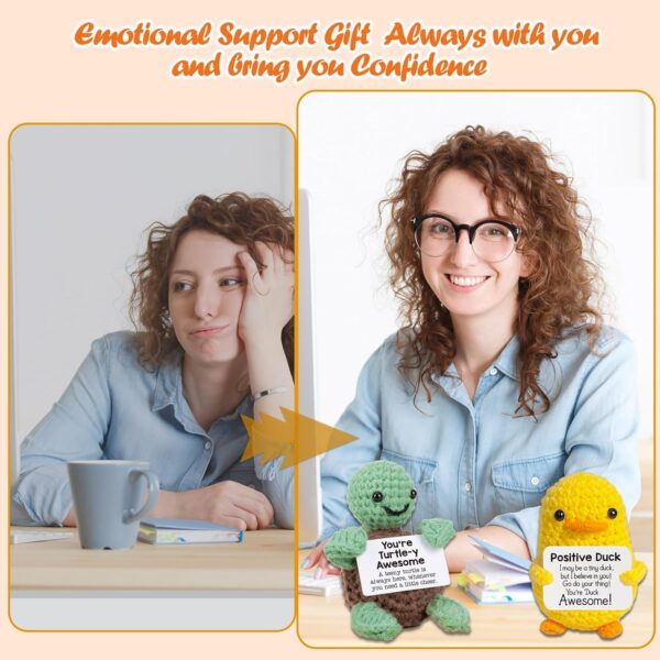 Inspirational Crochet Positive Duck & Turtle 2Pcs Set- Handmade Mental Health Emotional Support Encouragement - Funny Gifts for Women Birthday, Mothers Day - Image 5