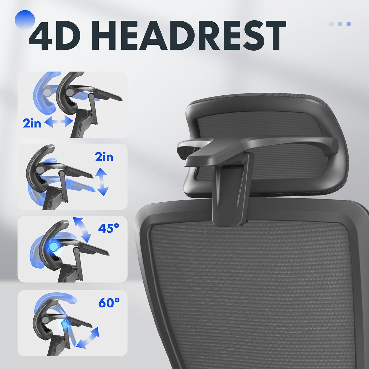 FLEXISPOT Ergonomic Office Chair with Footrest, Mesh Back Computer Chair, Home Office Desk Chairs, with Adjustable Lumbar Support/4D Headrest/Reliable Base, Elastic Foam Seat, Black, OC3 Cloud-F - Image 3