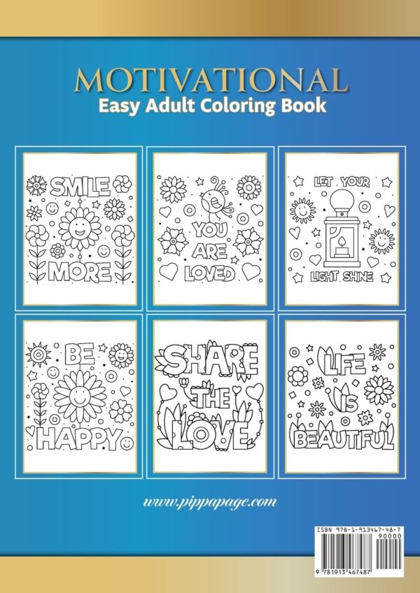 Large Print Easy Adult Coloring Book: MOTIVATIONAL: A Motivational Coloring Book Of Inspirational Affirmations For Seniors, Beginners & Anyone Who Enjoys Easy Coloring, Positivity, Hope & Optimism - Image 2