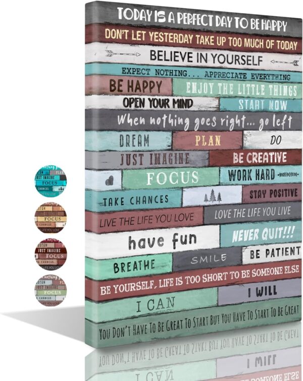 Inspirational Wall Art Framed Canvas 12 x 16 in (Turquoise) - Motivational Positive Quotes Rustic Wall Arts Decor for Home Office Bathroom Bedroom Kitchen Classroom Gym