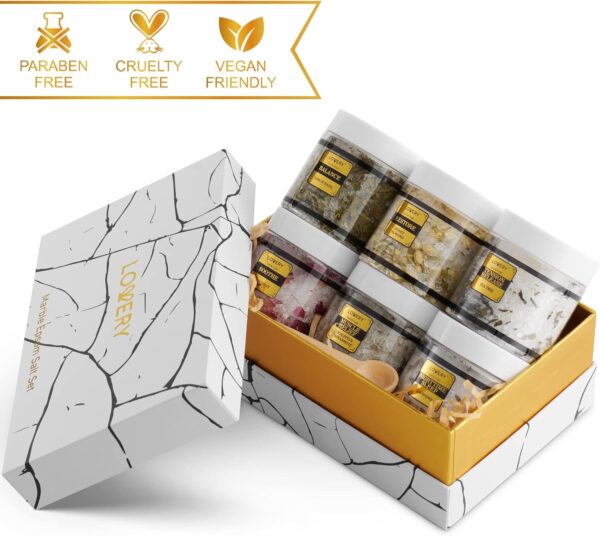 Gifts for Women Who Have Everything, Epsom Bath Salts Gift Basket Set, Relaxing Self Care Salt W/Essential Oil, Christmas Gifts for Mom, Lavender, Eucalyptus, Lemon, Coconut, Tea Tree, Honey Almond - Image 6