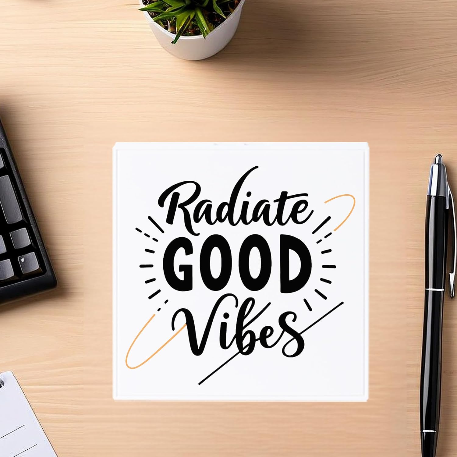 Inspirational Desk Sign Motivational uplifting Gifts Radiate Good Vibes Appreciation Encouraging Gifts Decorative Plaque for Office Desk Table Shelf - Image 3