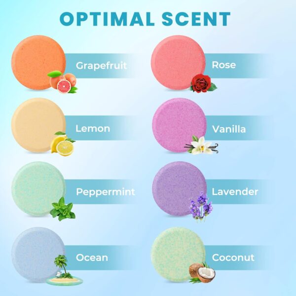 Shower Steamers 8 Pack Set Shower Bombs Tablets in Box with 8 Fragrances with Shea Butter for Self-Care & Relaxation, Idea for Mother's Day, Women and Men - Image 3
