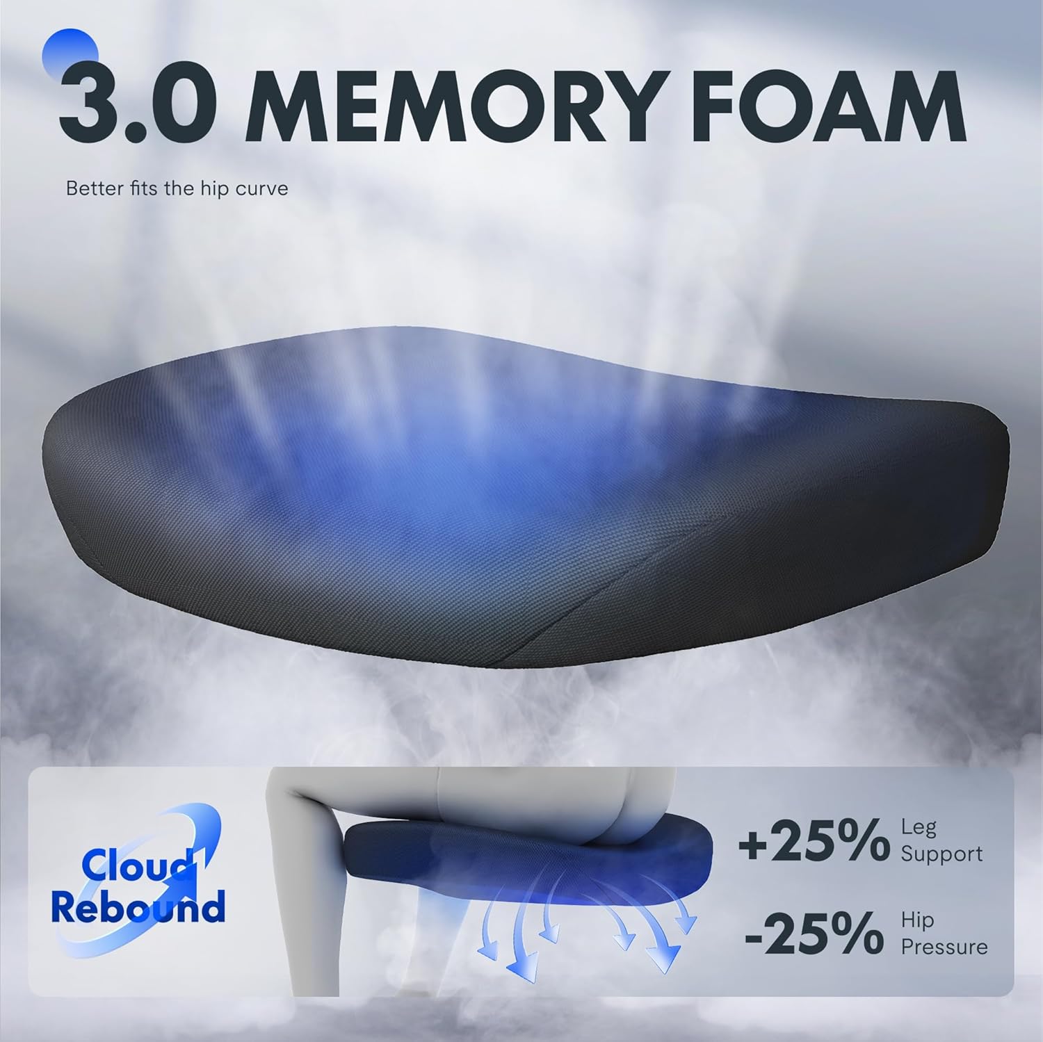 FLEXISPOT OC3-Pro Ergonomic Office Chair High Back Computer Chair with Flexible Flip-up Armrest/8-Level Lumbar Support, High Elastic Foam Seat Cushion, Chairs for Home Office Working Studying, Black - Image 5